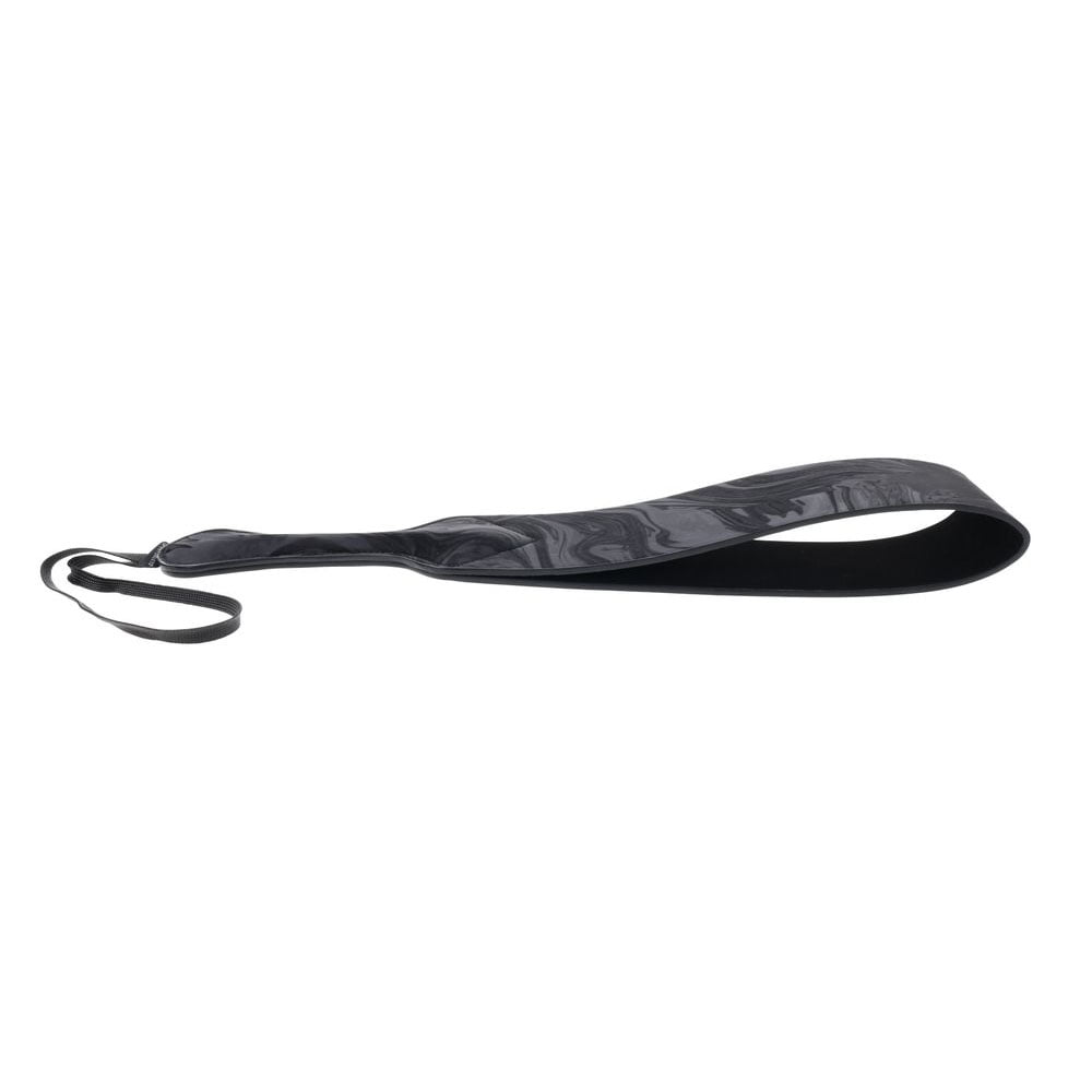 op view of the Sportsheets Velvet Noir Paddle displaying its full loop design and handle alignment | Flirty Bay adult toys online, best sex tools