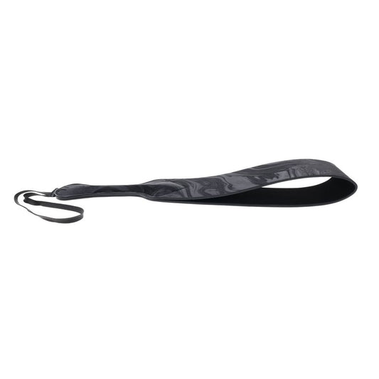 op view of the Sportsheets Velvet Noir Paddle displaying its full loop design and handle alignment | Flirty Bay adult toys online, best sex tools