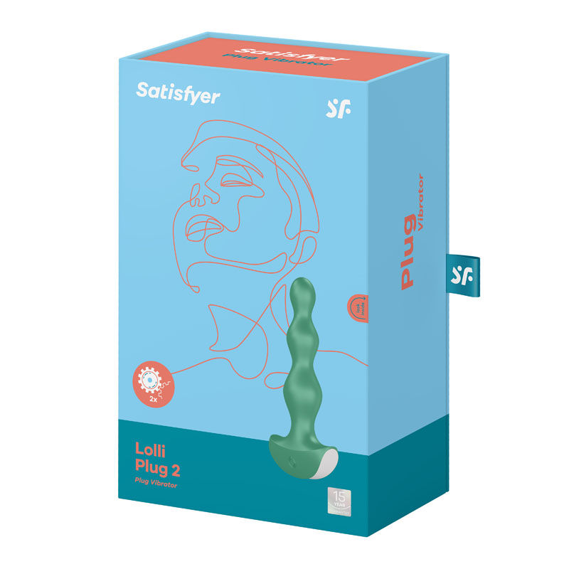 Packaging only of the Satisfyer green vibrating anal beads, featuring modern branding and product visibility | Flirty Bay, anal plug adult store Australia