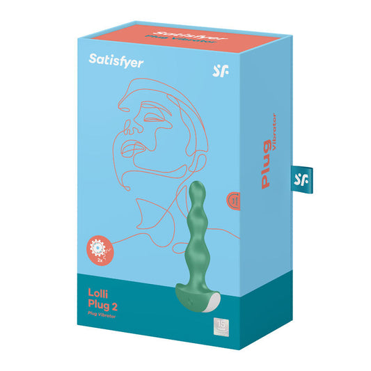 Packaging only of the Satisfyer green vibrating anal beads, featuring modern branding and product visibility | Flirty Bay, anal plug adult store Australia