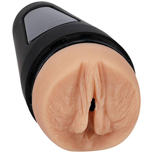 Side view of Main Squeeze Kiley Corrupt stroker showing entrance and texture on a clear white background | Flirty Bay, male masturbator adult store Australia
