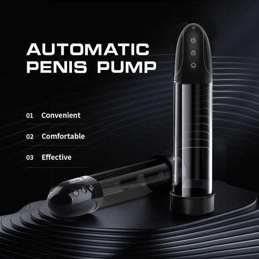 LuvPump Automatic Penis Pump side view with specifications | Flirty Bay, male sex toys in Perth Australia