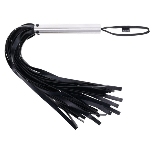 Close-up of the EDGE Flogger’s durable stainless steel handle with wrist loop | Flirty Bay adult toys online, best sex tools