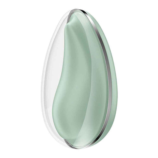 Side view of the Mint Satisfyer Drop To Go USB Rechargeable Clitoral Stimulator on a white background | Flirty Bay, sex toys and clitoral stimulator, Perth Australia