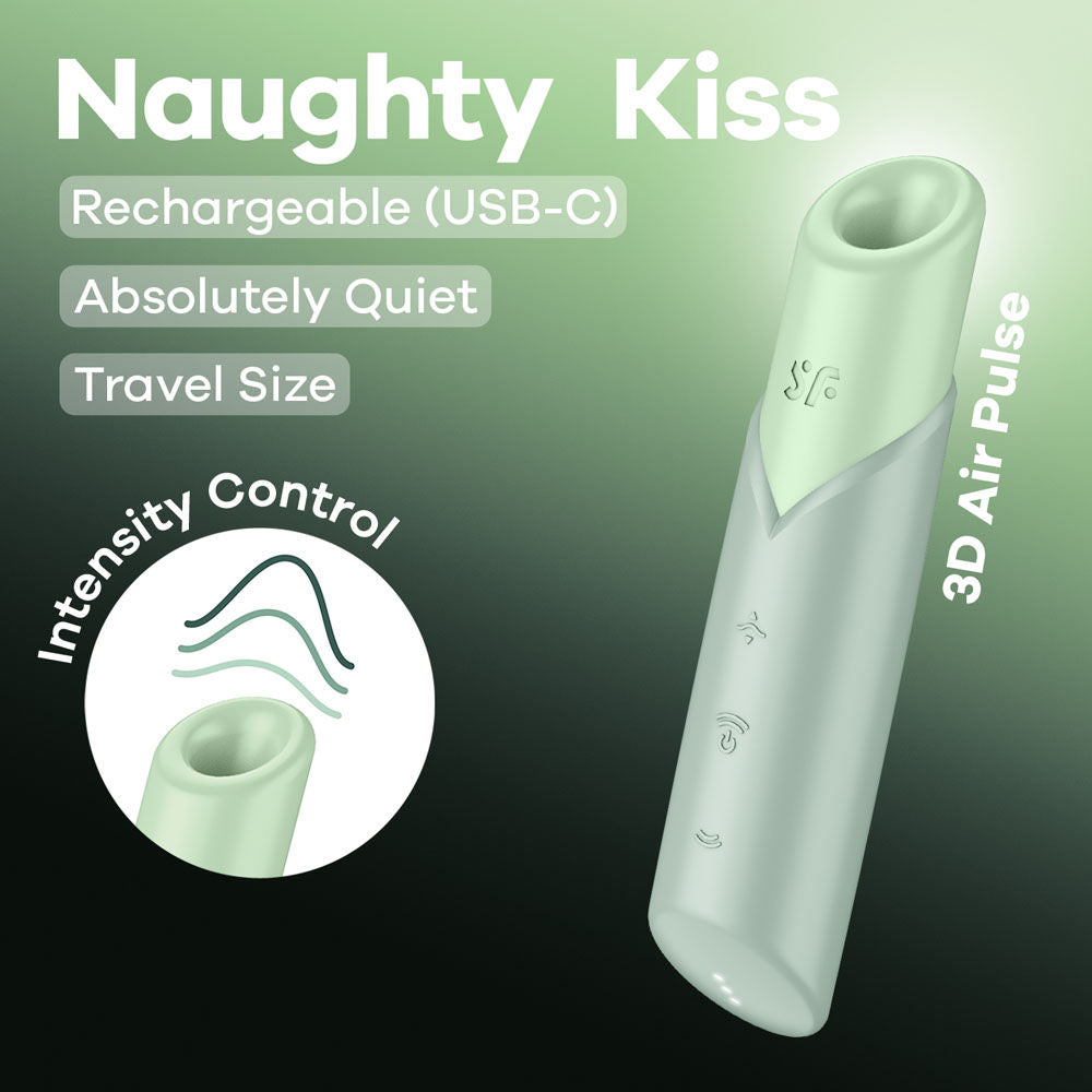 Front view of Satisfyer Naughty Kiss  clitoral vibrator with labeled features like membrane and control buttons | Flirty Bay Adult Store Australia, Vibrator