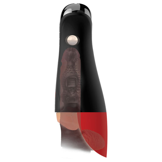 Side view of black red and flesh PDX Elite Fap-O-Matic Pro XL auto stroker on white background | Flirty Bay Adult Store and Strokers in Perth Australia