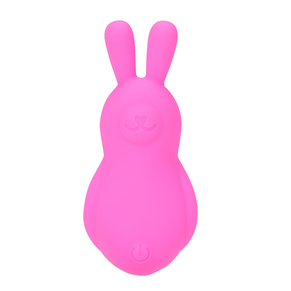 Front view of the pink Maia Bri rechargeable vibrating bunny bullet on a white background | Flirty Bay, sex toys Australia