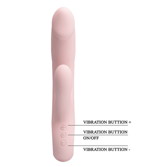 Party Up Dave Pink Rabbit Vibrator front view showing buttons on a clear white background | Flirty Bay, sex toys Australia