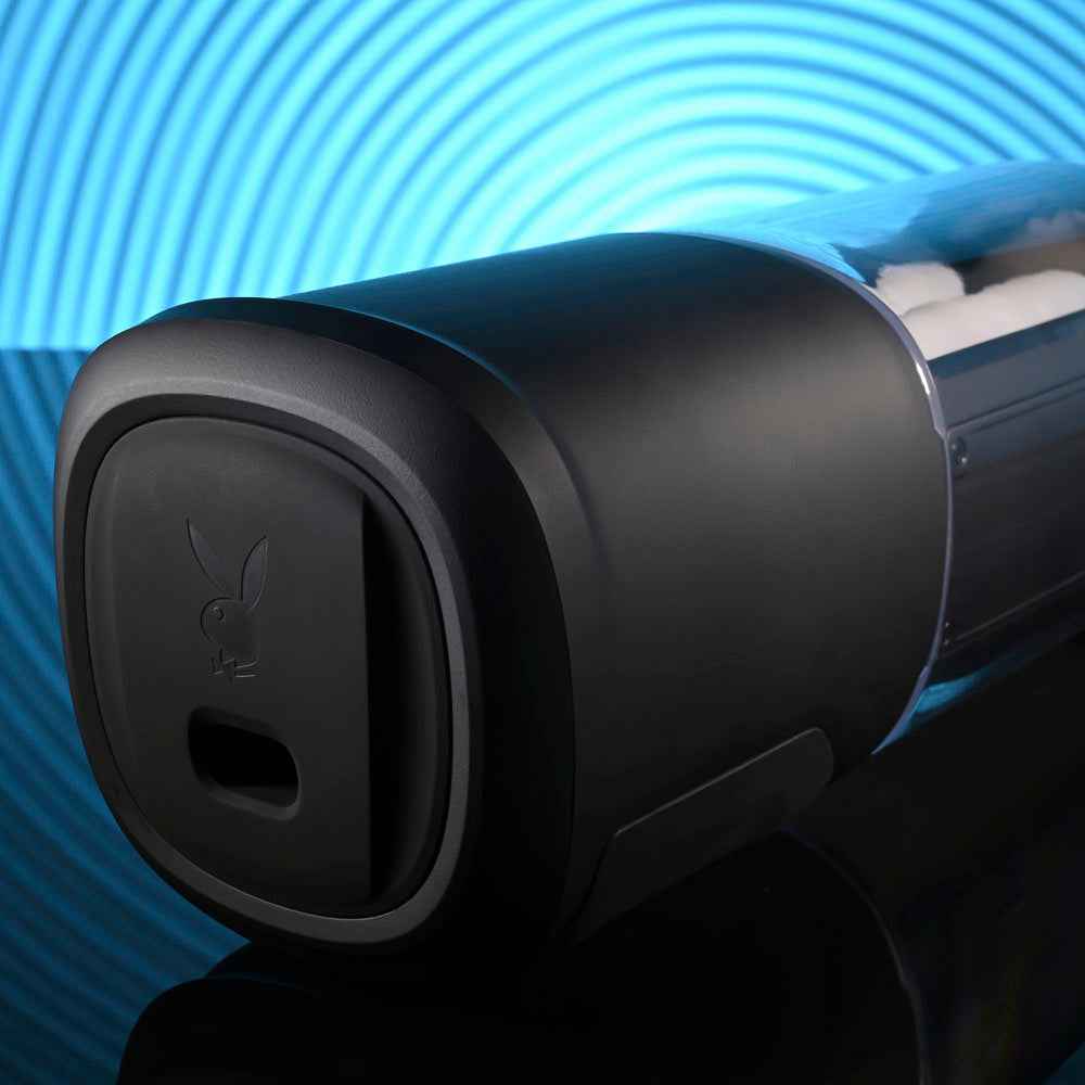 Close-up top detail of Playboy Pleasure Side Piece warming auto stroker | Flirty Bay Adult Store and Strokers in Perth Australia