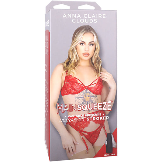 Product packaging for 'Anna Claire Clouds' featuring a model wearing red lingerie | Flirty Bay, male masturbator adult store Australia