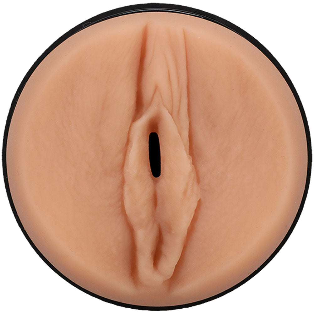 Close-up of a silicone pocket pussy on a white background | Flirty Bay, male masturbator adult store Australia