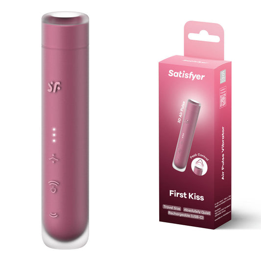 Front view of Satisfyer First Kiss vibrator with its elegant packaging | Flirty Bay Adult Store Australia, Vibrator