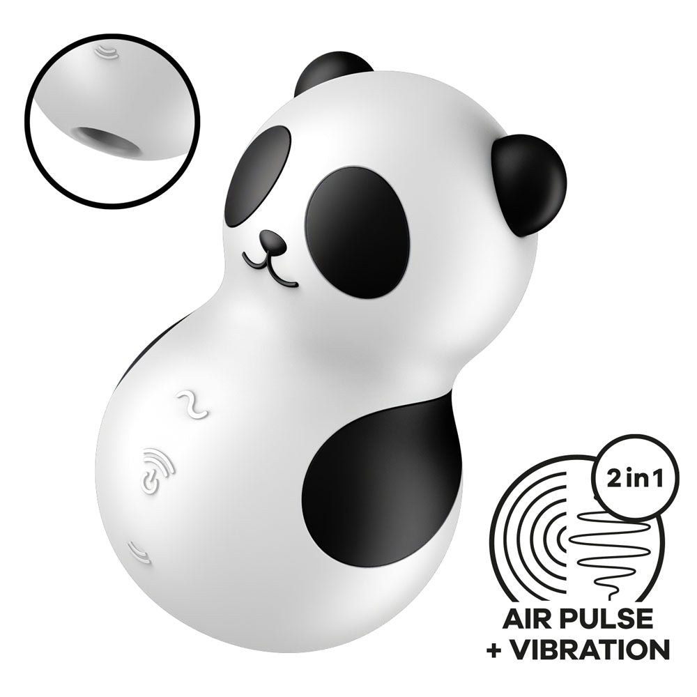 Satisfyer Pocket Panda front view alongside packaging | Flirty Bay Adult Store Australia, clitoral stimulator