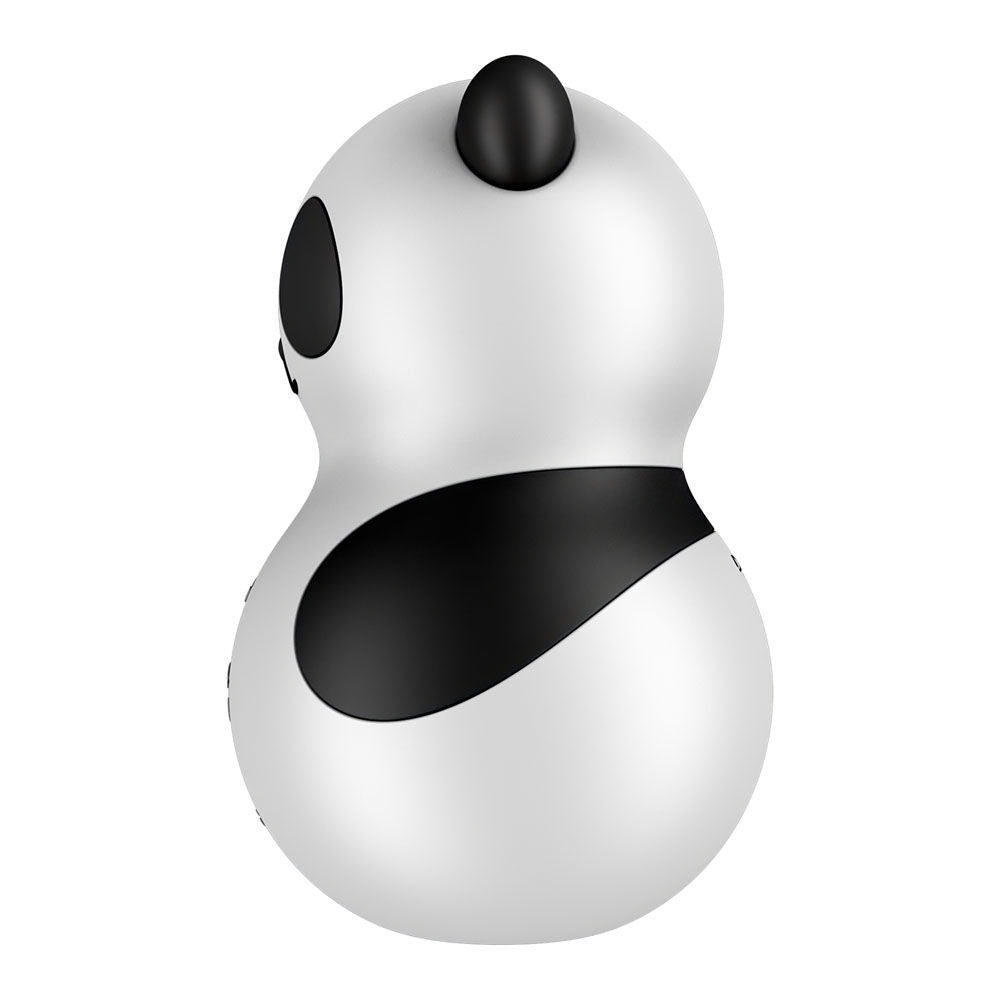Quarter view of Satisfyer Pocket Panda with detailed design | Flirty Bay Adult Store Australia, vibrator