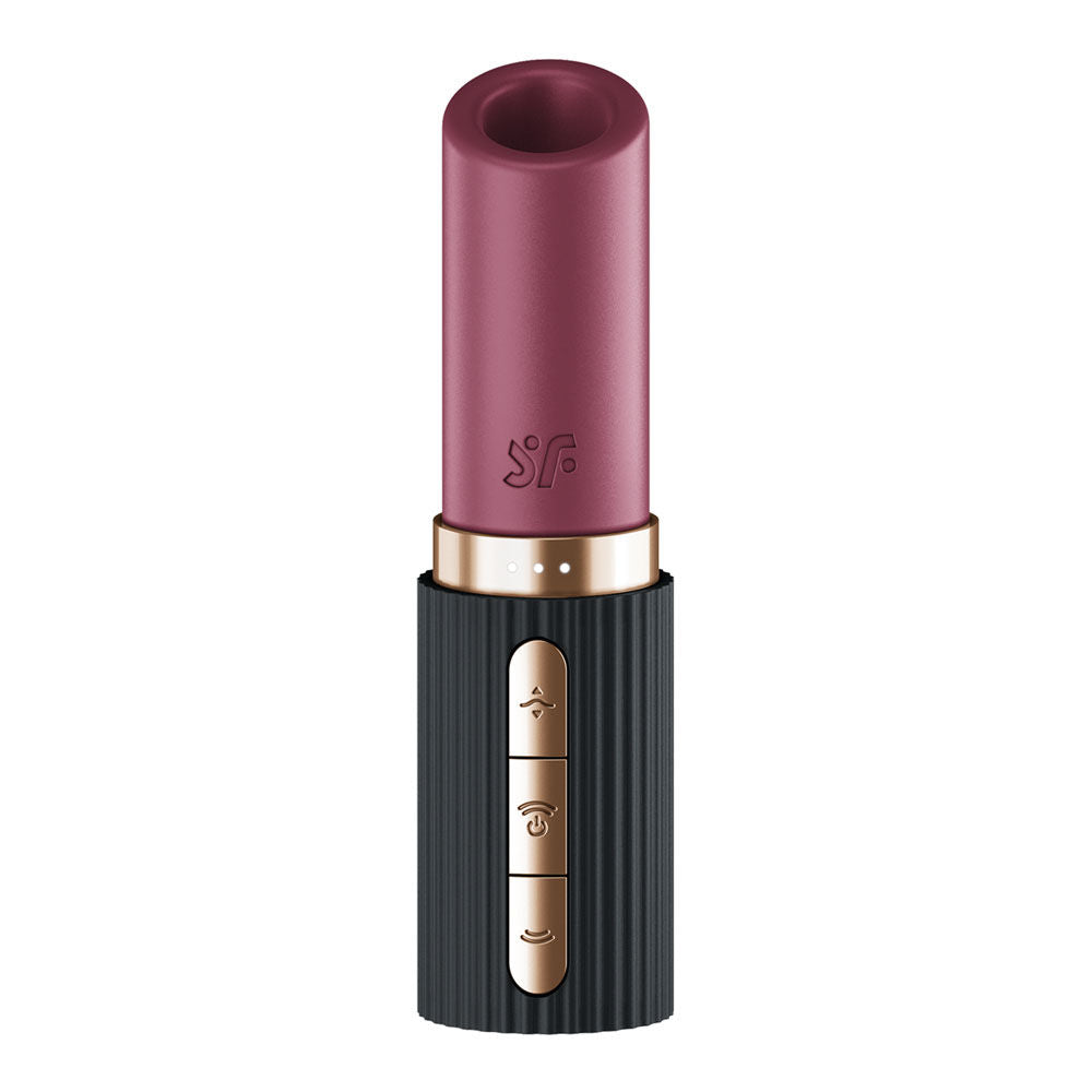 Side profile of the compact Satisfyer Pro 2 Kiss clitoral stimulation device in metallic rose gold | Flirty Bay Adult Store Australia, Vibrator