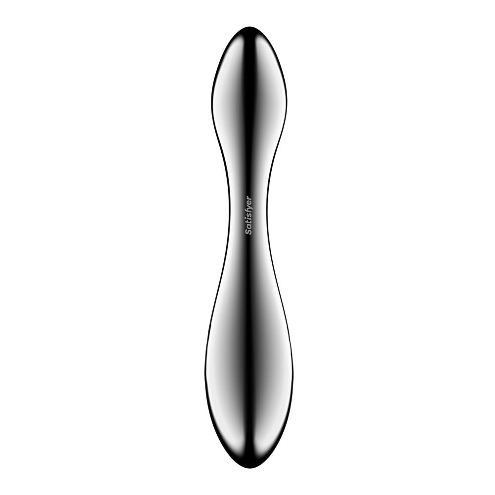 Back view of the Satisfyer Pure Gravity 3 Steel Dildo 8.2 inch on a white background | Flirty Bay, sex toys and dildo, Perth Australia