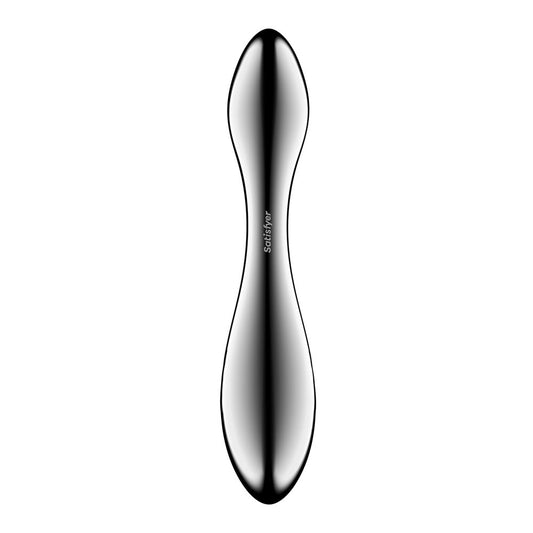 Back view of the Satisfyer Pure Gravity 3 Steel Dildo 8.2 inch on a white background | Flirty Bay, sex toys and dildo, Perth Australia