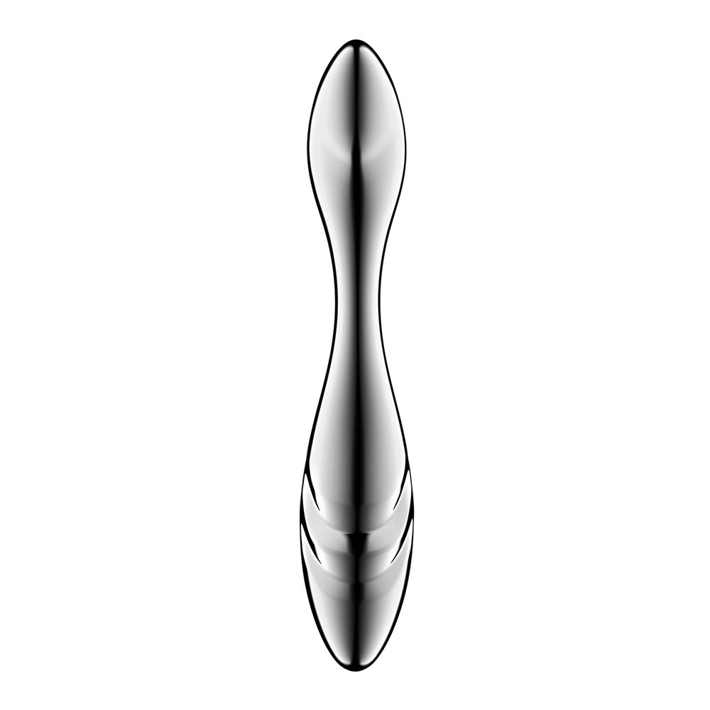 Front view of the Satisfyer Pure Gravity 3 Steel Dildo 8.2 inch on a white background | Flirty Bay, sex toys and dildo, Perth Australia