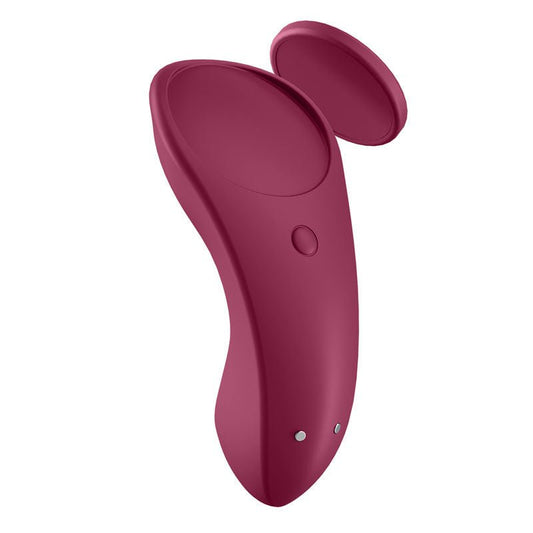 Side view of Satisfyer Sexy Secret with removable magnetic top for easy use and cleaning | Flirty Bay, vibrating panties, vibrator ladies, sexual massager.