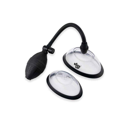 Top view of the Size Up Classic Pussy Pump with 2 Chambers on a white background | Flirty Bay, sex toys and pussy pumps, Perth Australia