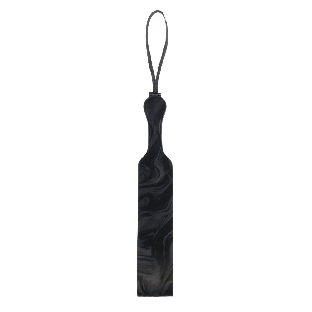 Back view of the Sportsheets Velvet Noir Loop Paddle showing marbled vegan leather finish | Flirty Bay adult toys online, best sex tools