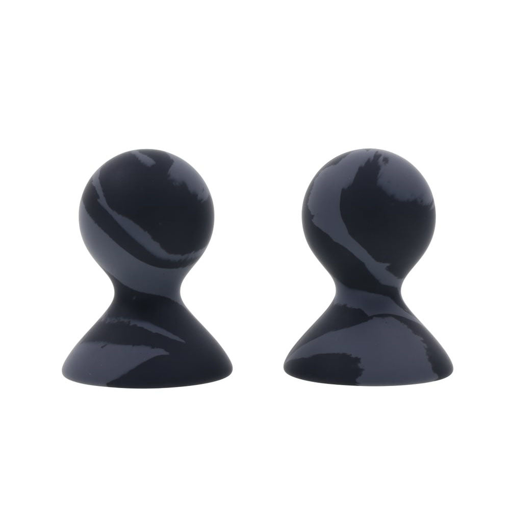 Back view of the Velvet Noir Silicone Nipple Suckers showing rounded base and marbled design | Flirty Bay adult toys online, best sex tools