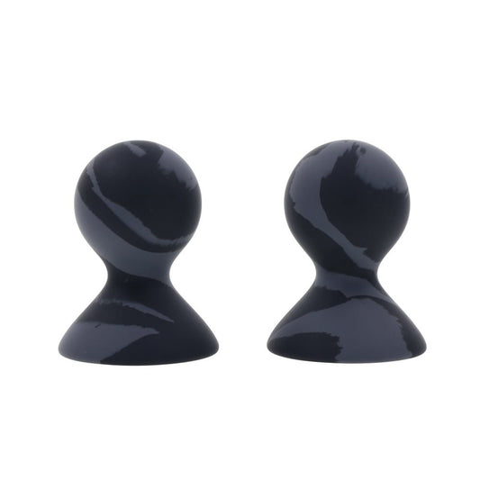 Back view of the Velvet Noir Silicone Nipple Suckers showing rounded base and marbled design | Flirty Bay adult toys online, best sex tools