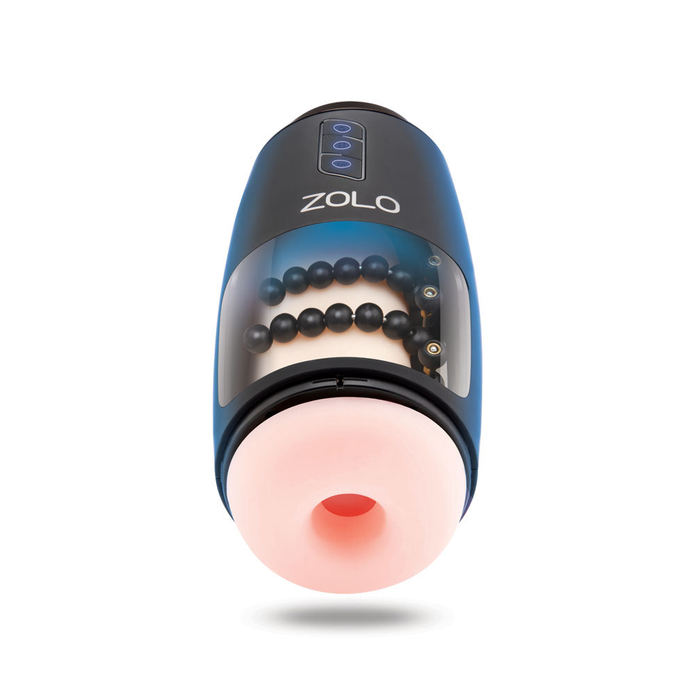 Zolo Upstroke automatic male masturbator shown from the front in sleek black casing | Flirty Bay, male masturbators, male stroker adult store Australia