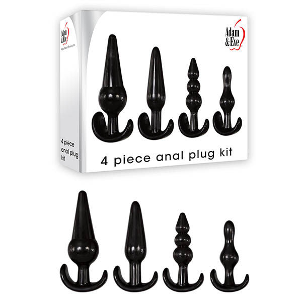 Adam & eve 4 piece anal plug kit - Product front view and box front view | Flirtybay.com.au