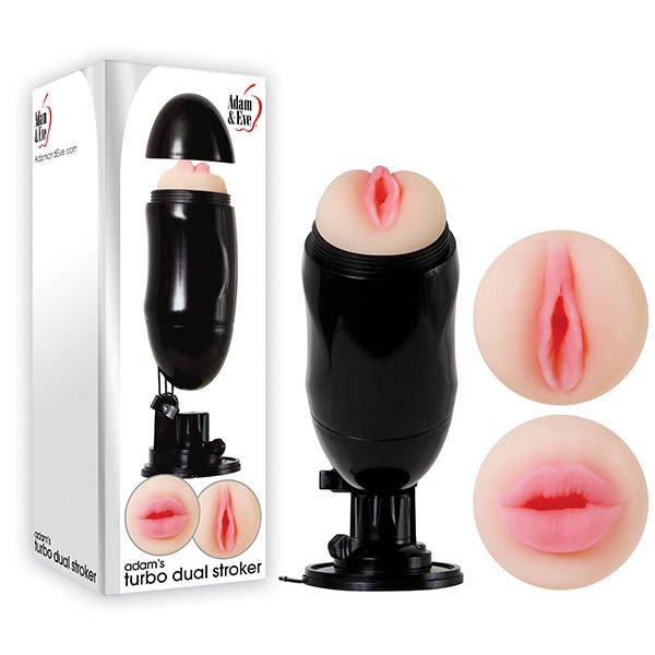 Adam & eve - adam's turbo dual stroker - Product front view and box front view | Flirtybay.com.au