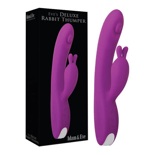 Adam & eve - eve's deluxe rabbit thumper - Product front view and box front view | Flirtybay.com.au