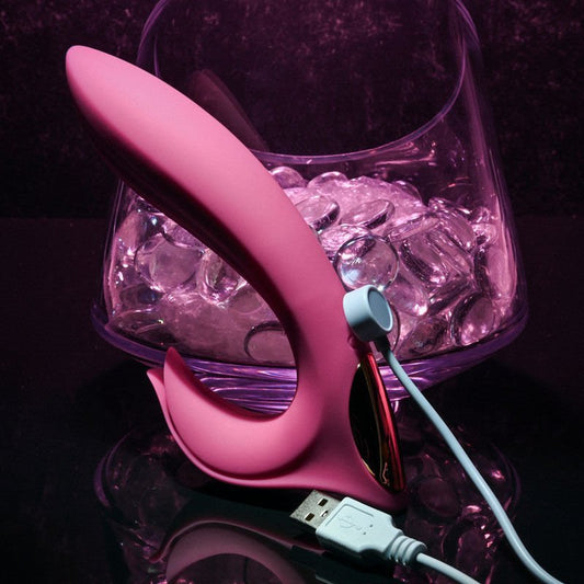 Adam & eve - eves blis rabbit vibrator - Product front view with charger  | Flirtybay.com.au