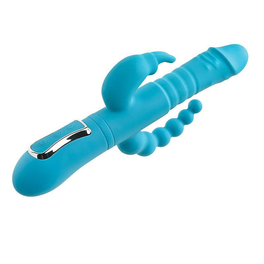 Adam & eve - eves thrusting tripple joy rabbit vibrator - Product side view  | Flirtybay.com.au