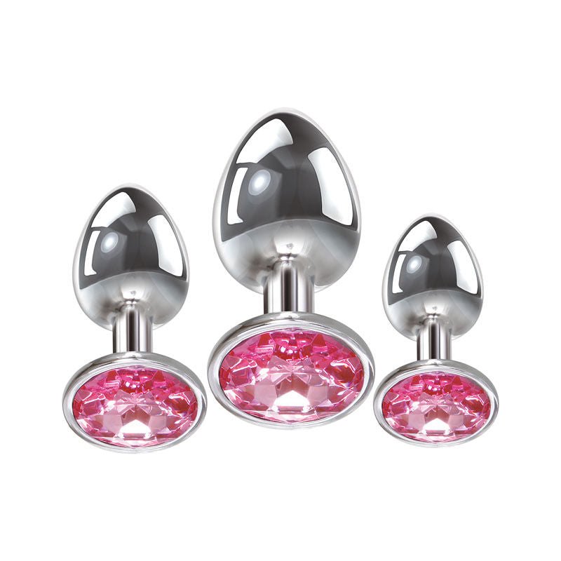 Adam & eve - pink gem anal plug set - Product front view  | Flirtybay.com.au