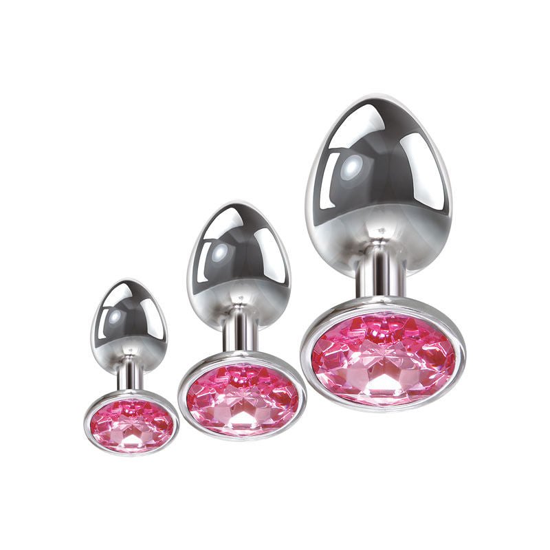 Adam & eve - pink gem anal plug set - Product side view  | Flirtybay.com.au