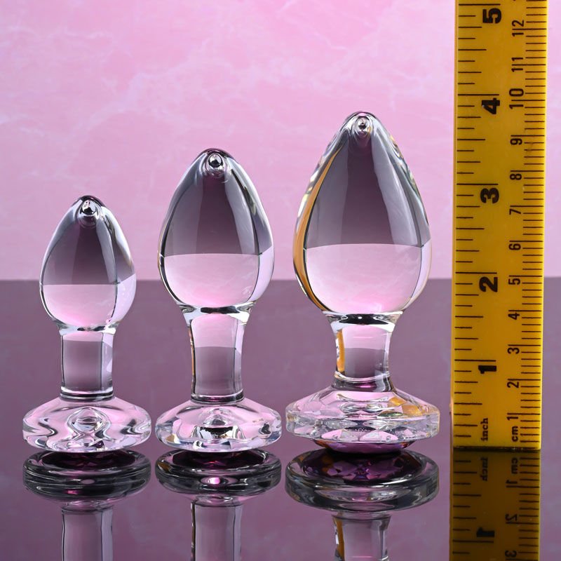 Adam & eve - pink gem glass butt plug set - Product bottom view  | Flirtybay.com.au