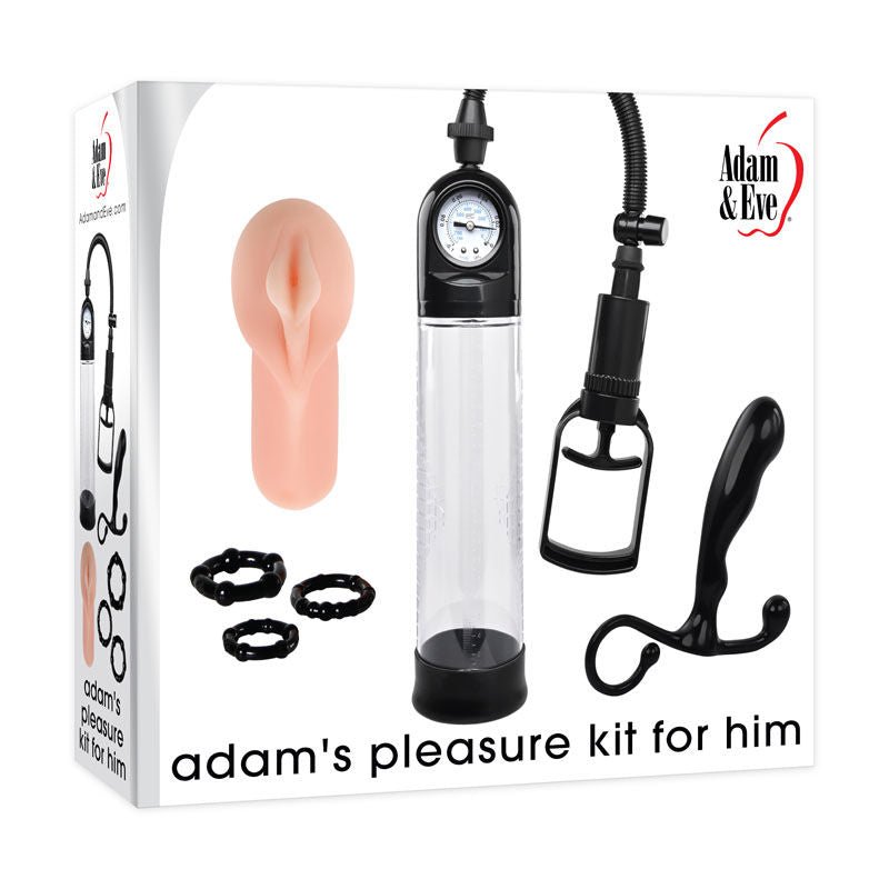 Adam & eve - pleasure kit - penis pump, prostate massager -  box front view | Flirtybay.com.au