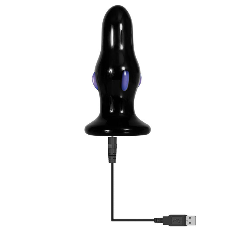 Adam & eve - rear rocker anal plug - Product front view, with charger | Flirtybay.com.au