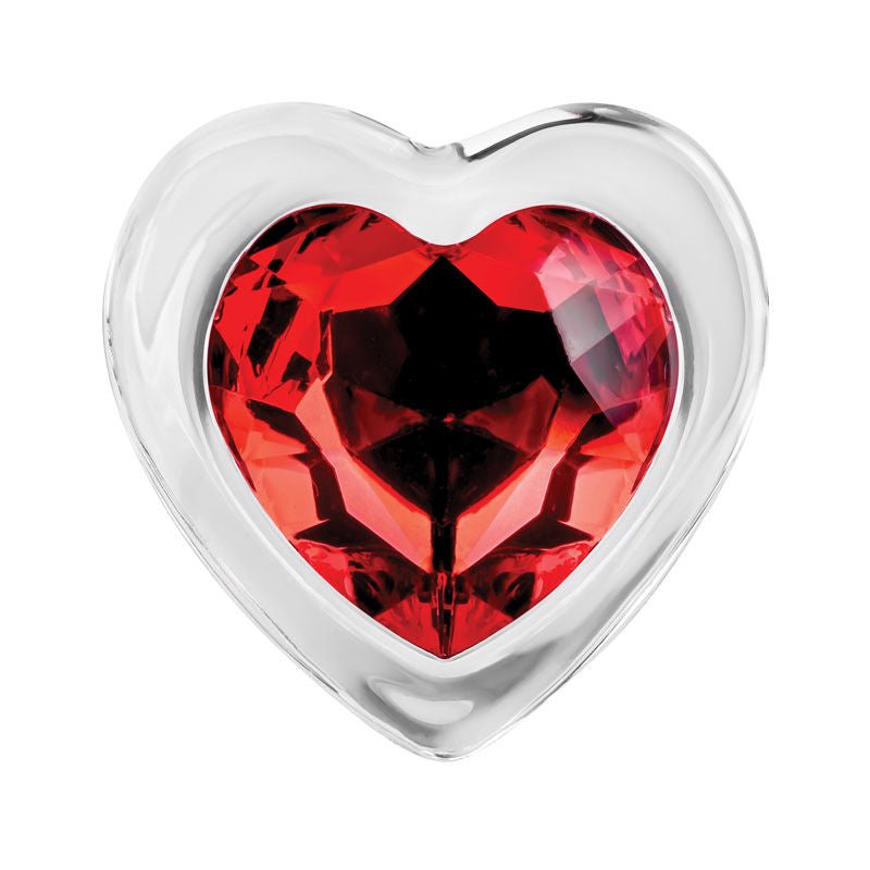 Adam & eve - red heart gem glass butt plug,medium - Product bottom view  | Flirtybay.com.au