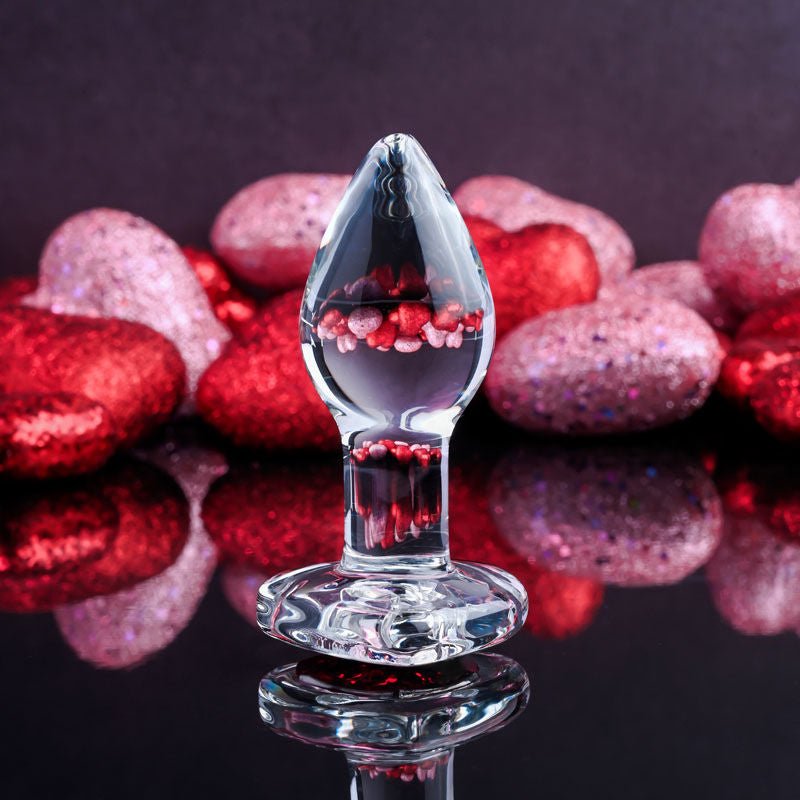 Adam & eve - red heart gem glass butt plug,small - Product front view  | Flirtybay.com.au