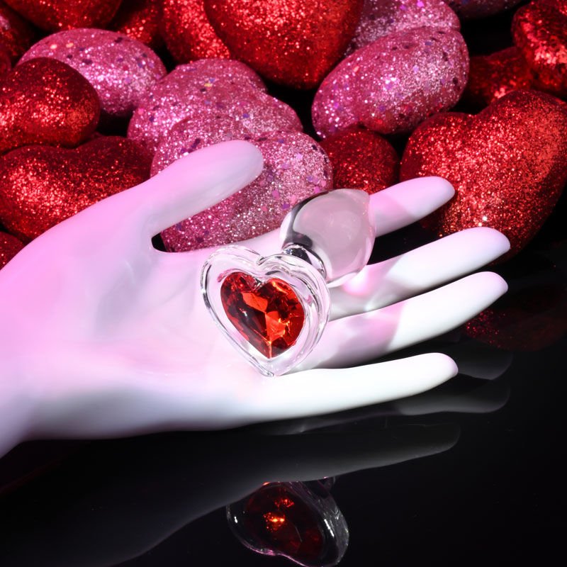 Adam & eve - red heart gem glass butt plug,medium -   | Flirtybay.com.au