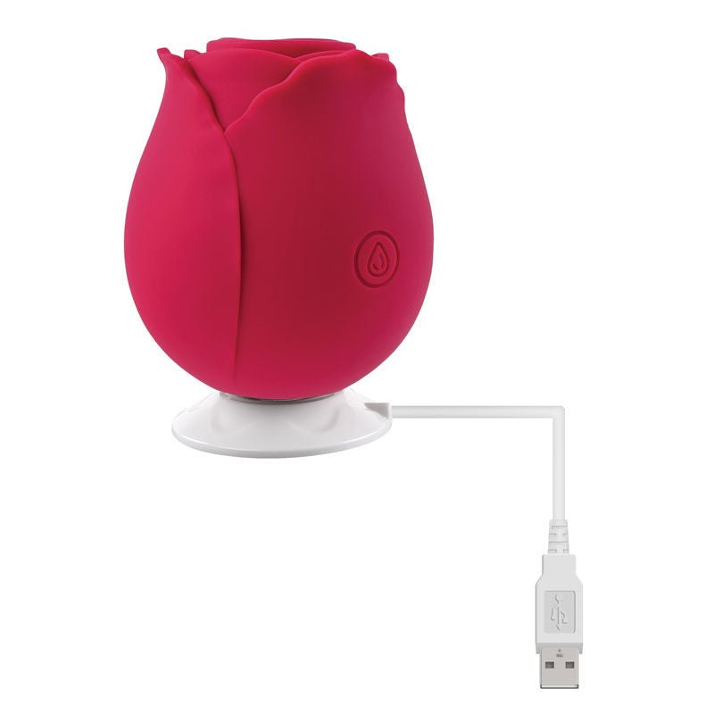 Adam & eve - rose clitoral suction stimulator - Product front view with charger  | Flirtybay.com.au