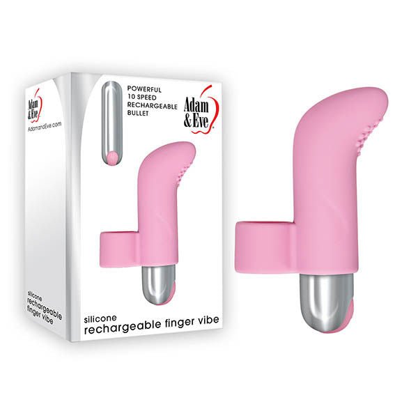 Adam & eve - silicone finger vibrator - Product front view and box front view | Flirtybay.com.au