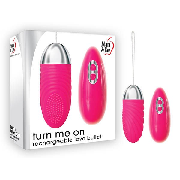Adam & eve - turn me on remote control egg vibrator - Product front view and box side view | Flirtybay.com.au