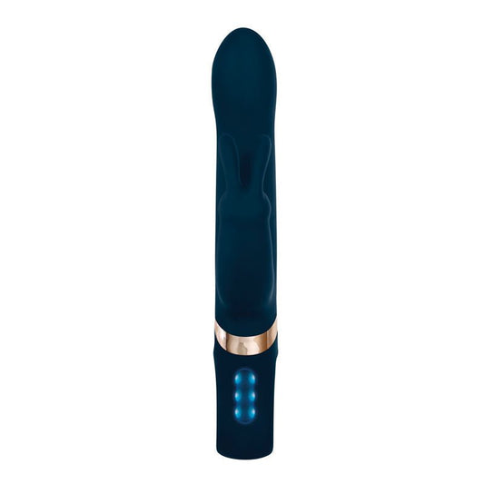 Adam & eve - twirling rabbit vibrator - Product front view, with light on  | Flirtybay.com.au