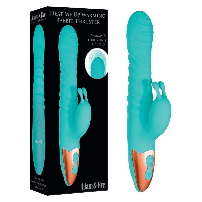 Adam & eve - warming rabbit thruster - Product front view and box front view | Flirtybay.com.au