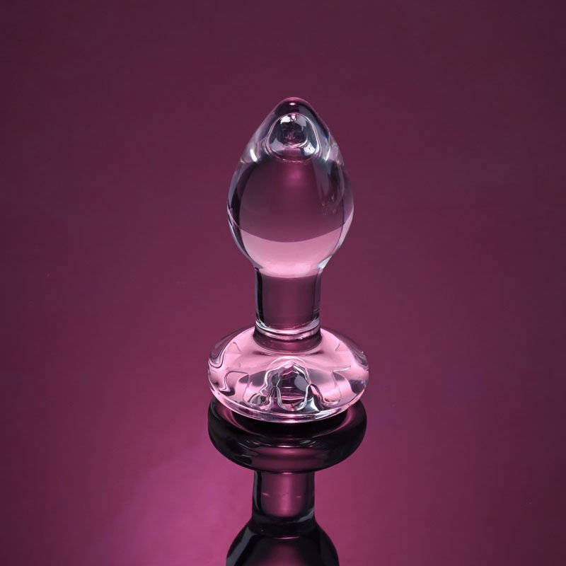 Adam&eve pink gem glass anal plug small, product bottom view | Flirtybay.com.au