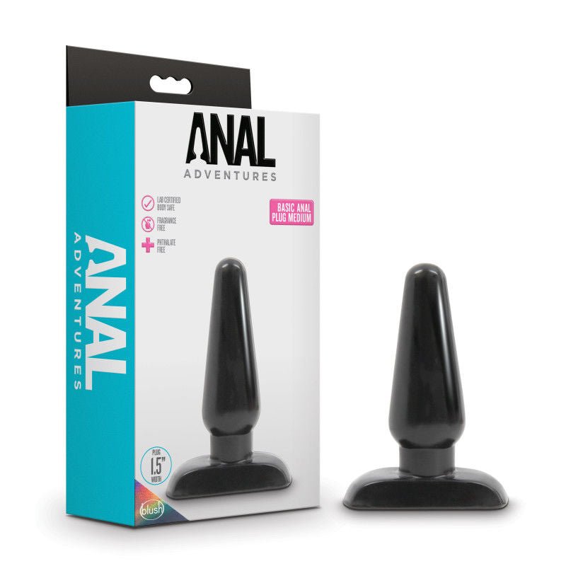 Anal adventures - basic anal plug, medium - Product front view and box front view | Flirtybay.com.au