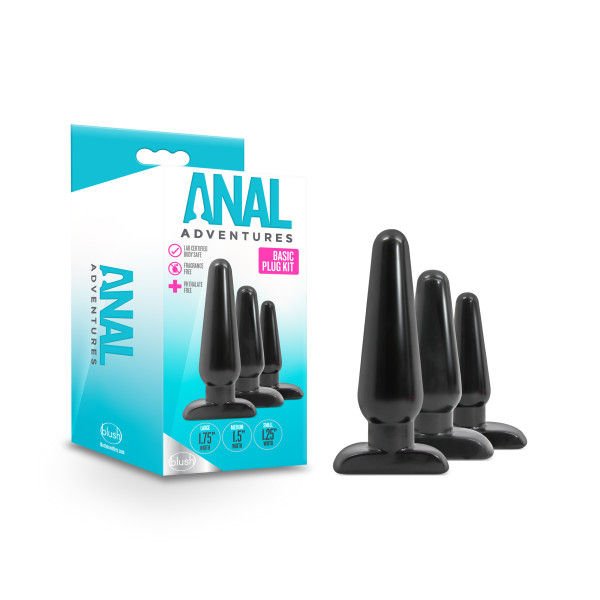 Anal adventures - basic butt plug kit - Product front view and box front view | Flirtybay.com.au