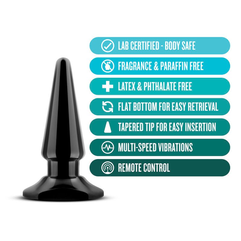 Anal adventures - basic vibrating butt plug - Product front view, with details | Flirtybay.com.au